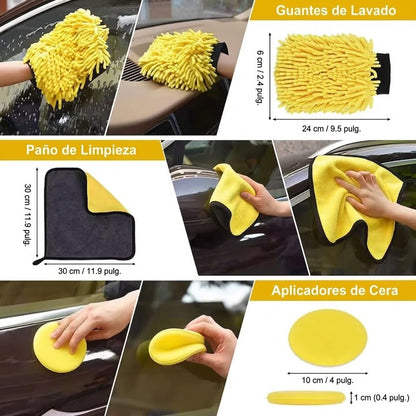 Kit de Limpìeza para Coche 20 Piezas - Cepillos para Taladro, Bolsa de Transporte y Accesorios Profesionales
